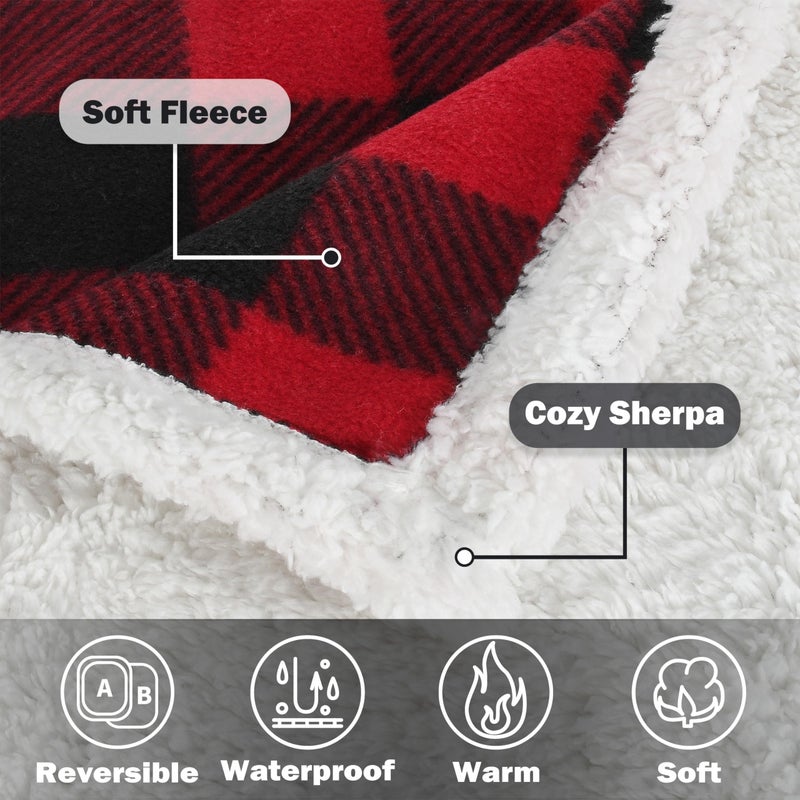 Kritter Planet Waterproof Pet Blanket for Bed, Reversible Sherpa Fleece Protector Couch Cover for Pets, Liquid Proof Furniture Protector for Medium Large Dogs - Image 4